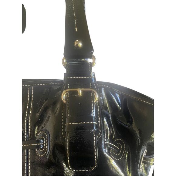 Dooney & Bourke Medium Chiara Patent Leather Drawstring Satchel Bag Black - Picture 5 of 16